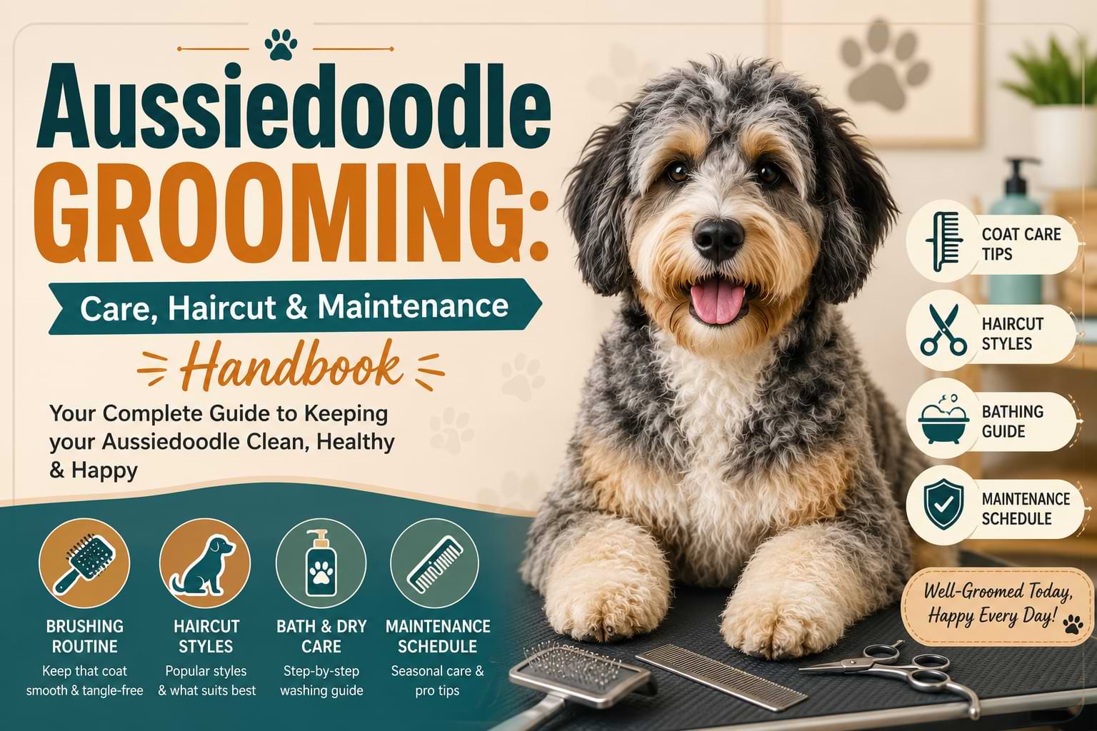 Aussiedoodle Grooming Care, Haircut & Maintenance Handbook