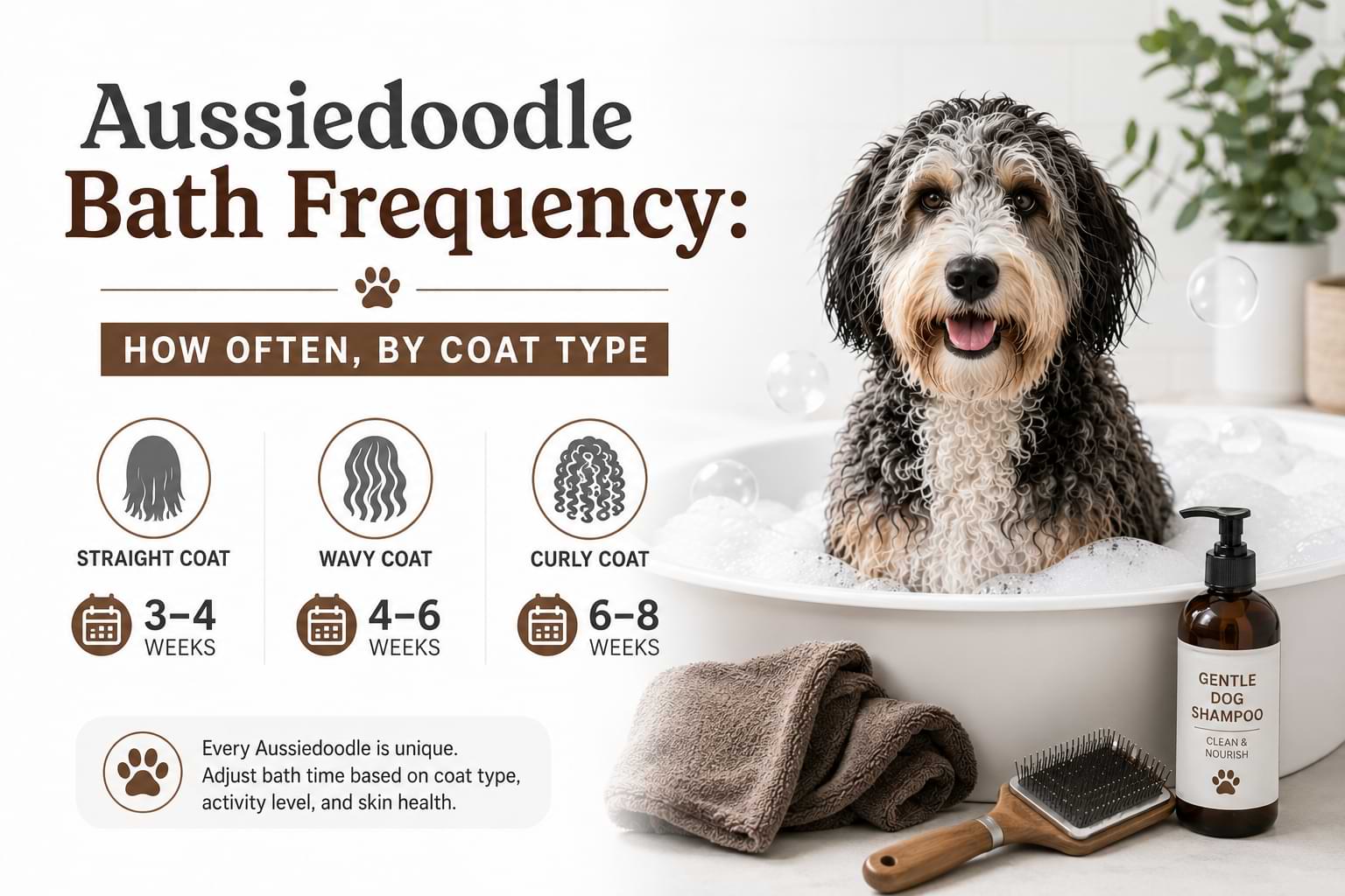 Aussiedoodle Bath Frequency How Often, By Coat Type