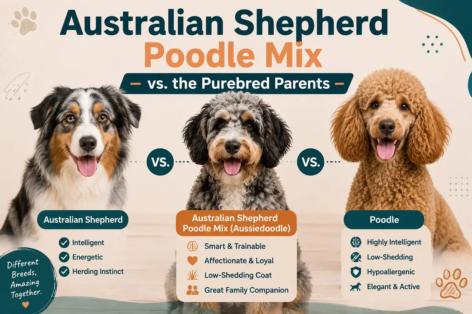 Australian Shepherd Poodle Mix vs. the Purebred Parents