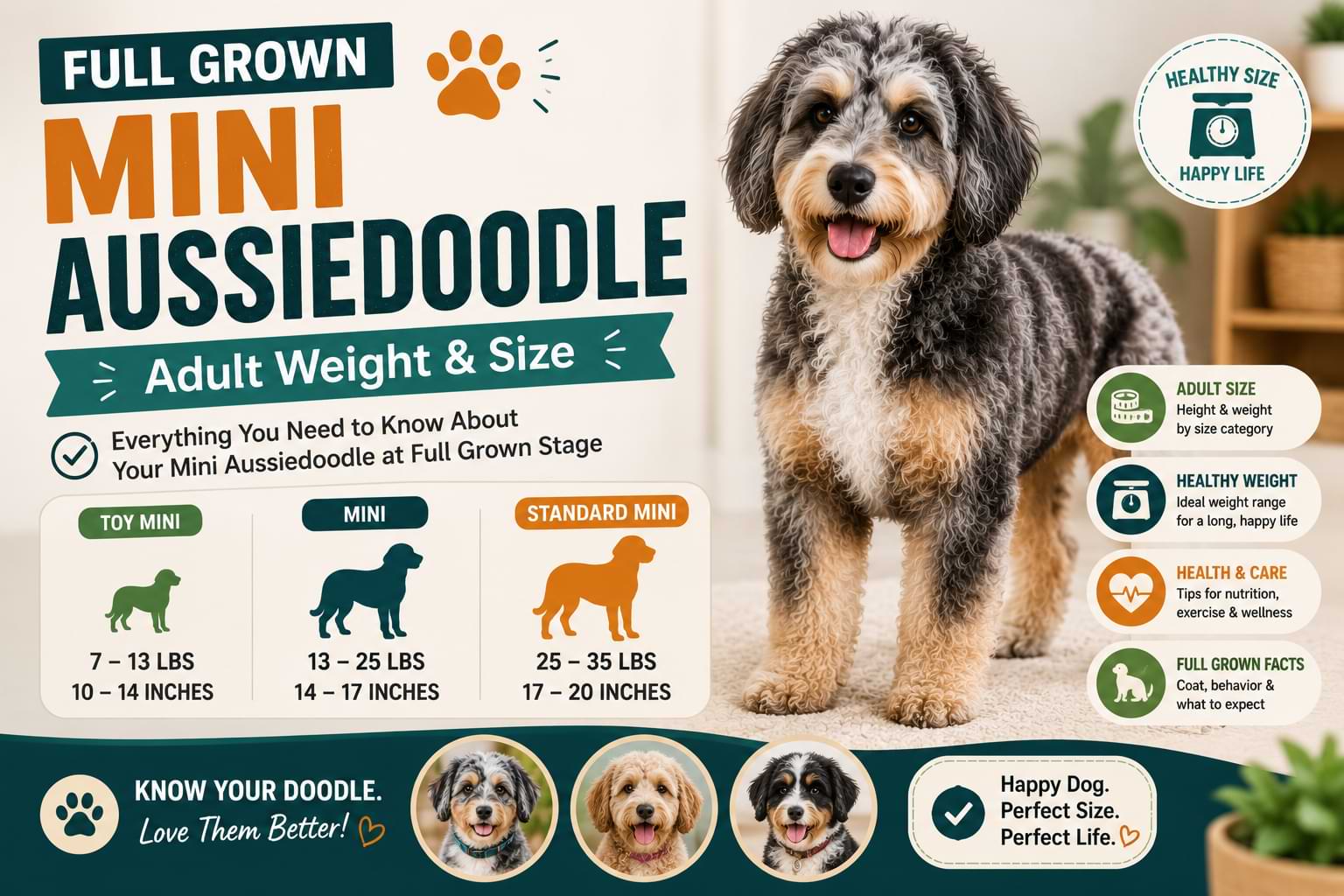 Full Grown Mini Aussiedoodle Adult Weight & Size
